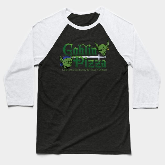 Goblin Pizza Logo Baseball T-Shirt by Lor